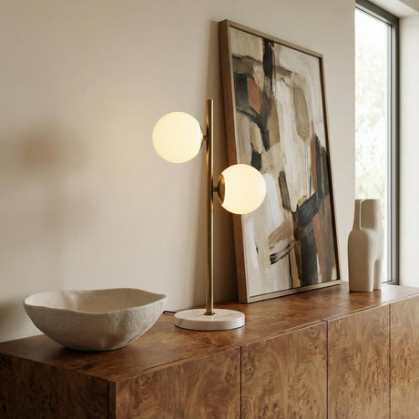 Castell 2 Globe Table Lamp 21", Aged Brass