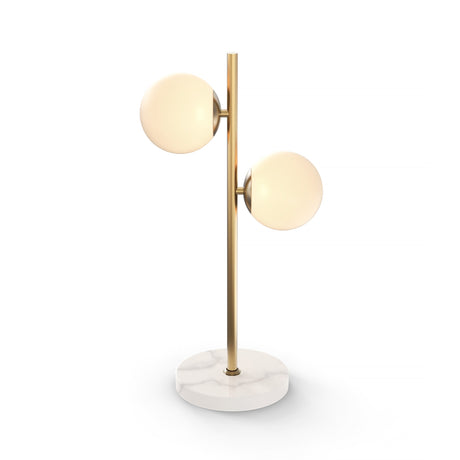 Castell 2 Globe Table Lamp 21", Aged Brass