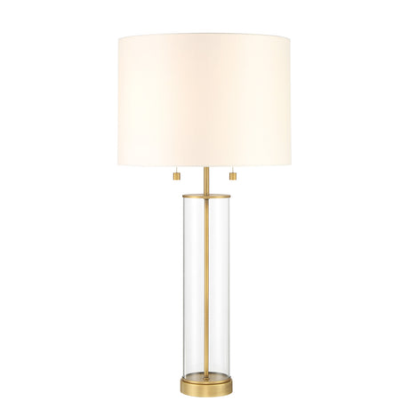 Laurel Glass Cylinder Table Lamp 29", Satin Brass