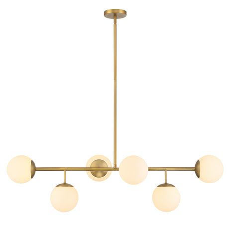 Open Box Castell 6 Globe Linear LED Pendant 46", Aged Brass