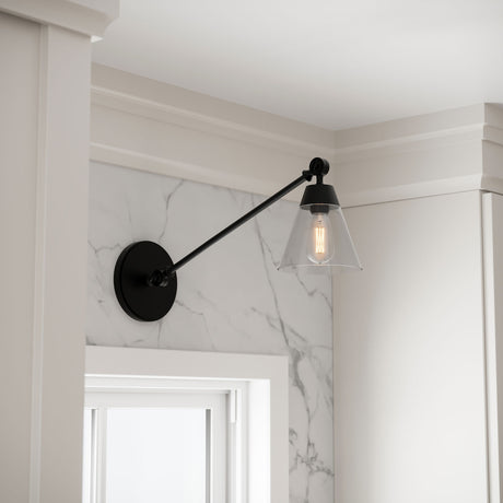 Open Box Owen Adjustable One Arm Wall Light, Matte Black