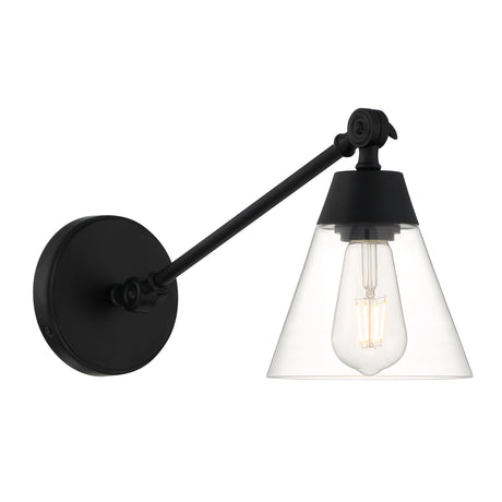 Open Box Owen Adjustable One Arm Wall Light, Matte Black