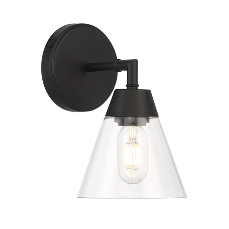 Owen 1 Light Vanity Wall Sconce, Matte Black