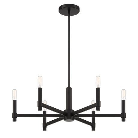 Open Box Carson 6 Light Chandelier, Matte Black