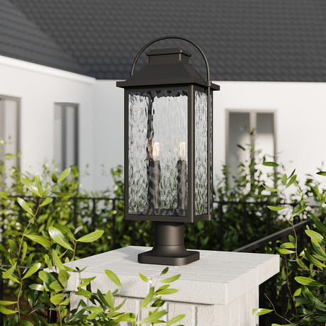 Preston Outdoor Post Light, 20" Black and Water Glass