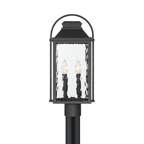 Preston Outdoor Post Light, 20" Black and Water Glass