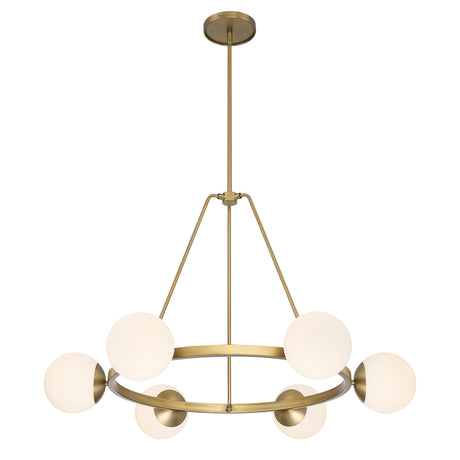 Open Box Castell 6 Globe Round LED Chandelier 36", Aged Brass