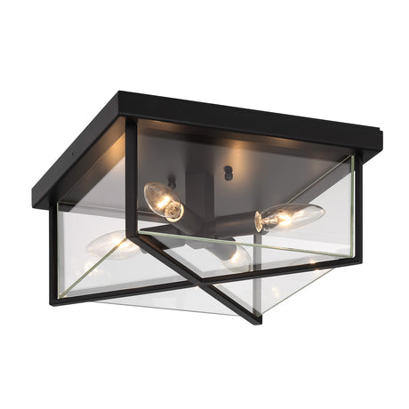 Miles Indoor/Outdoor Flush Mount 12", Matte Black