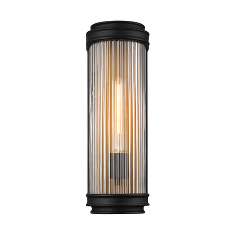 Open Box Bristol Outdoor Wall Light, Matte Black with Brass Accents