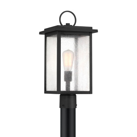 Paterson Outdoor Post Light 19", Black and Seeded Glass
