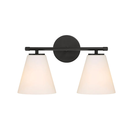 Carlisle 2 Light Vanity Wall Light, Matte Black with Opal Glass