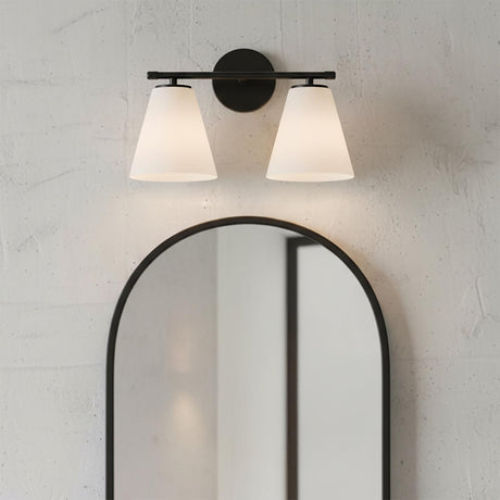 Carlisle 2 Light Vanity Wall Light, Matte Black with Opal Glass
