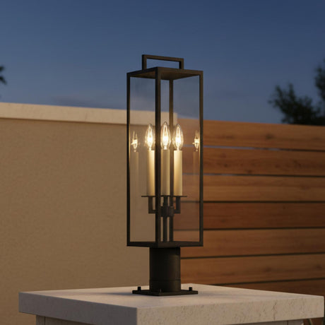 Everett Outdoor Post Light 24", Forged Iron Black