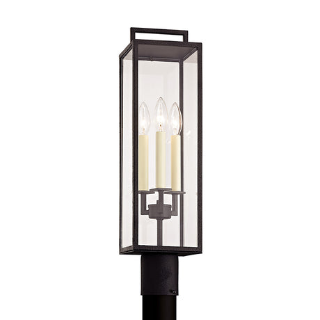 Everett Outdoor Post Light 24", Forged Iron Black