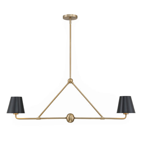 Banks 2 Shade Linear Pendant 42", Matte Black and Brass