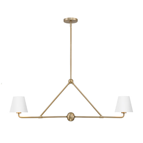 Banks 2 Shade Linear Pendant 42", White and Brass