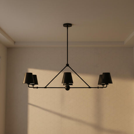 Banks 6 Light Linear Chandelier 46", Matte Black