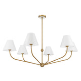 Banks 6 Light Chandelier 48", White and Brass