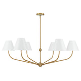 Banks 6 Light Chandelier 48", White and Brass