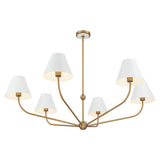 Banks 6 Light Chandelier 48", White and Brass