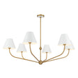 Banks 6 Light Chandelier 48", White and Brass