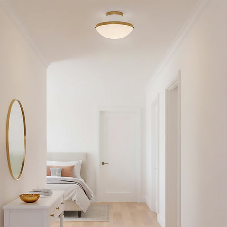 Blair Small Flush Mount 12", White and Brass