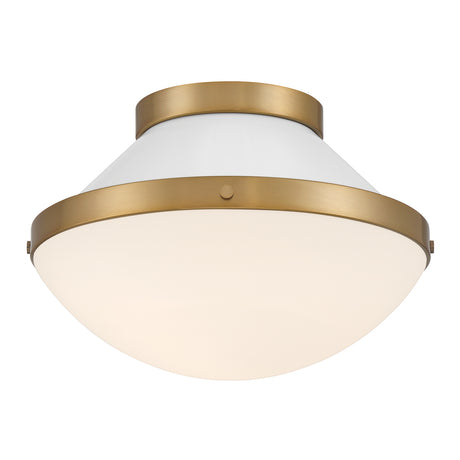 Blair Small Flush Mount 12", White and Brass