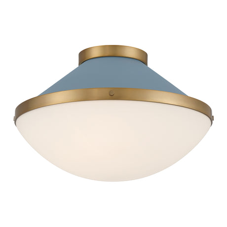 Blair Medium Flush Mount 16", French Blue and Brass
