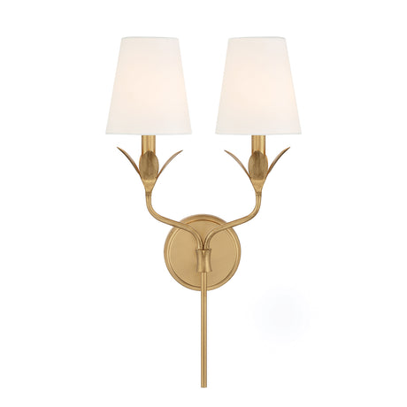 Alice Double Wall Sconce 21", Antique Gold and Silk Shade