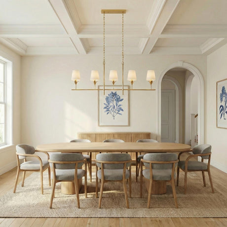 Alice 5 Light Linear Chandelier 53", Antique Gold