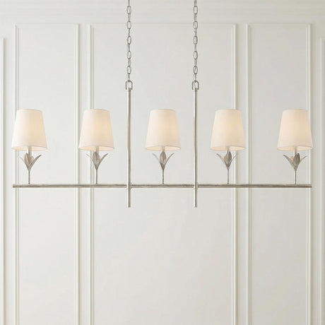 Alice 5 Light Linear Chandelier 53", Antique Silver