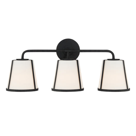Hoyt 3 Light Vanity, Black with Opal Glass