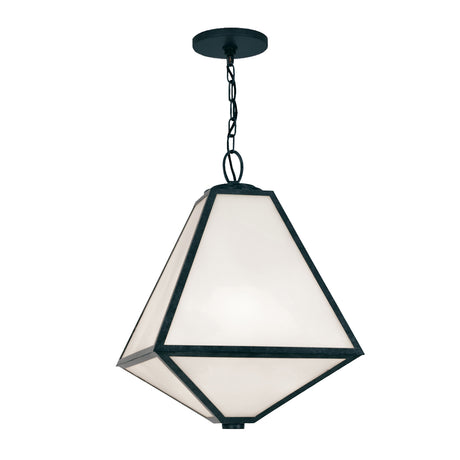 Emmett Outdoor Hanging Light, Black Charcoal and Opal Glass
