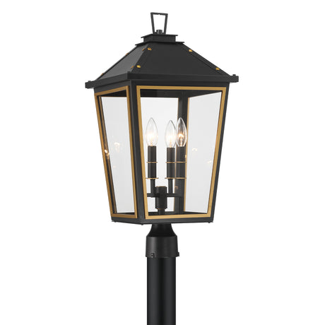 Ellington Outdoor Post Light 25", Black and Textured Gold
