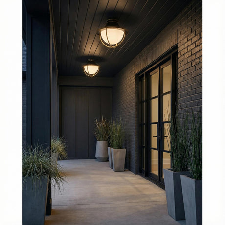 Tobin Outdoor Flush Mount, Black and Textured Gold