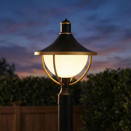 Tobin Outdoor Post Light, Medium 18", Black and Textured Gold