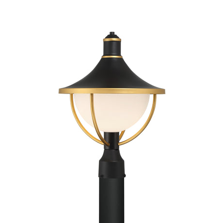 Tobin Outdoor Post Light, Medium 18", Black and Textured Gold