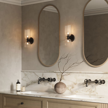 Elle Wall Sconce, Matte Black and Clear Glass