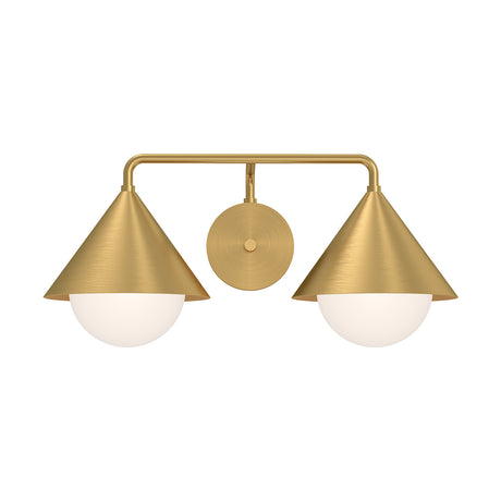 Juno 2 Light Vanity Light, Brushed Brass and Opal Glass