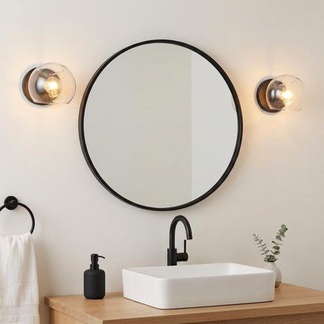 Flynn 1 Light Wall Sconce, Matte Black with Clear Glass