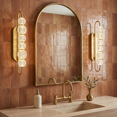 Evelyn Curved Arm LED Wall Sconce 28", Natural Brass