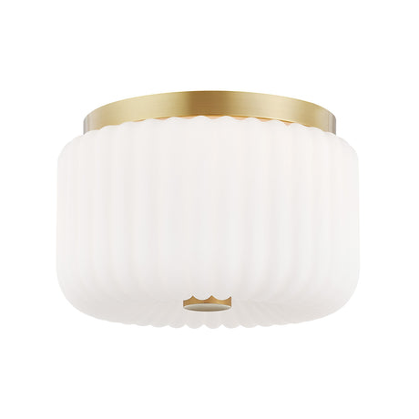 Dora Flush Mount 10", Aged Brass with Opal Glass