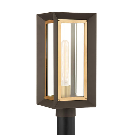 Wesley Outdoor Post Light 17", Bronze with Vintage Brass Accents