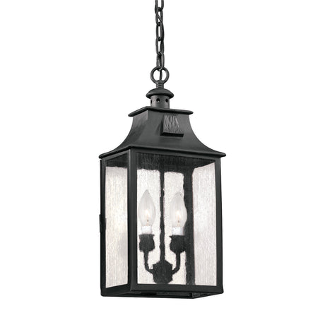 Bedford Outdoor Hanging Light, Antique Black Iron