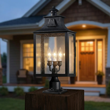 Bedford Outdoor Post Light, Large 24" Antique Black Iron