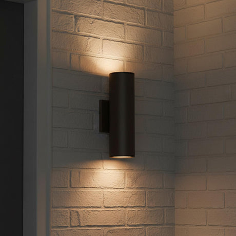 Beck Outdoor Cylinder Wall Light, 15" Bronze