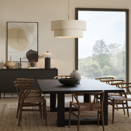 Saltair Chandelier 30", Matte Brass with Natural Rope