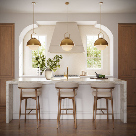 Solene Pendant 16", Antique Brass and Opal Glass