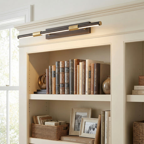 Ethan Extra Large LED Picture Light, Distressed Bronze with Brass Accents