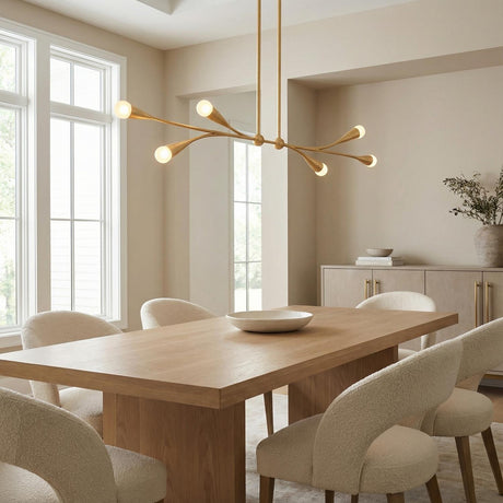 Flora 6 Light Linear Chandelier 50", Gold Leaf